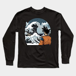 goku at great wave Long Sleeve T-Shirt